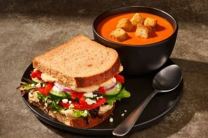 Panera Bread Menu 2026 126 Mediterranean Veggie & Creamy Tomato Soup